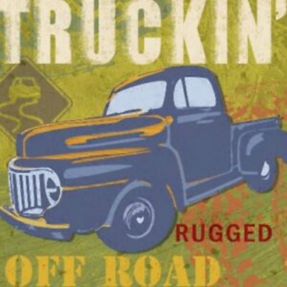 Oopsy Daisy too Fine Art For Kids "Truckin'" by Olika Studio - 6" x 6" x 1.5" - Picture 1 of 3